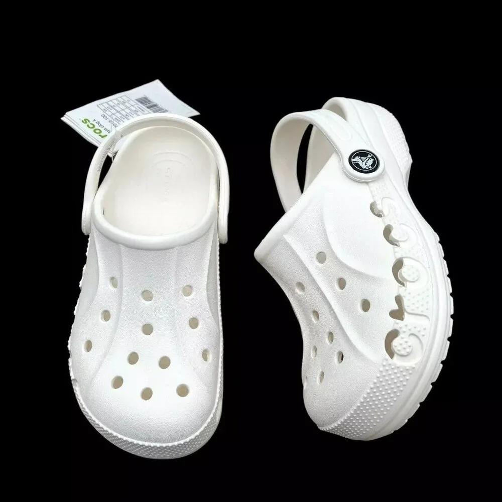 Crocs Baya Little Boy's/Girl's Slip-on Clogs Size‎ 13 Solid White Water Friendly